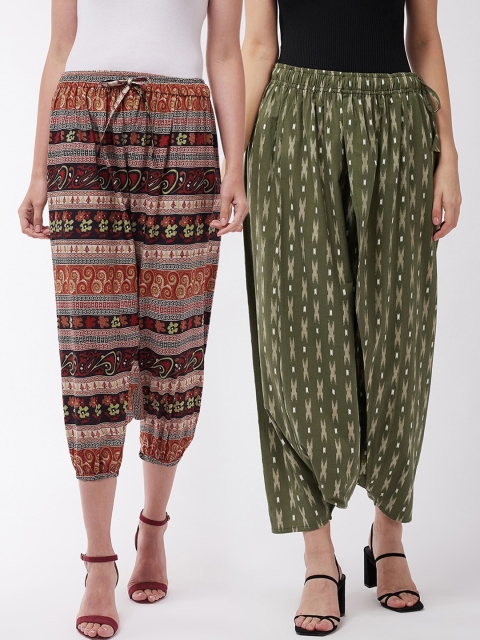 

InWeave Women Pack Of 2 Harem Pants, Green