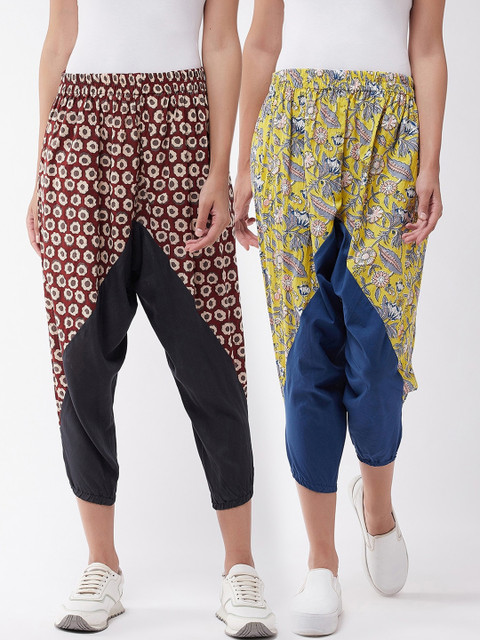 

InWeave Women Pack Of 2 Printed Harem Pants, Yellow