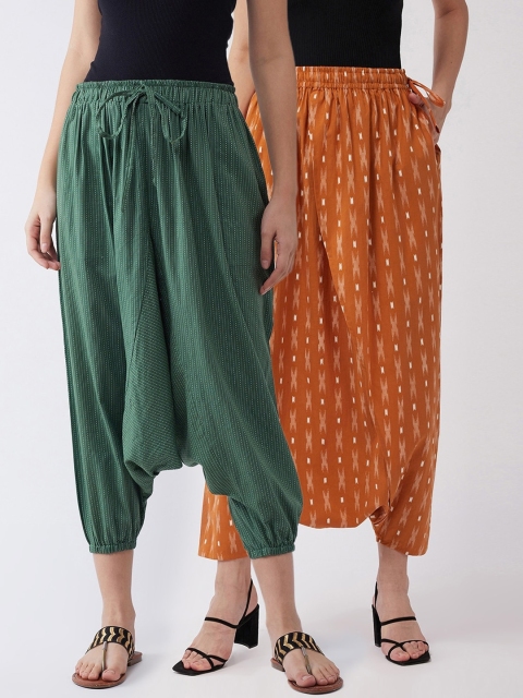 

InWeave Women Pack Of 2 Printed Harem Pants, Green