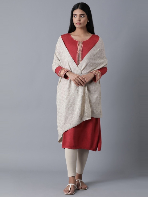 

Elleven Women Off White Embroidered Stoles
