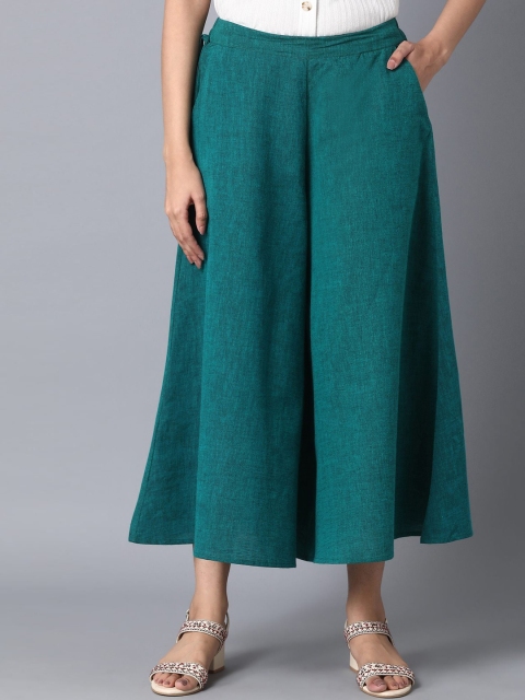 

elleven Women Green Loose Fit Pure Cotton Culottes Trousers