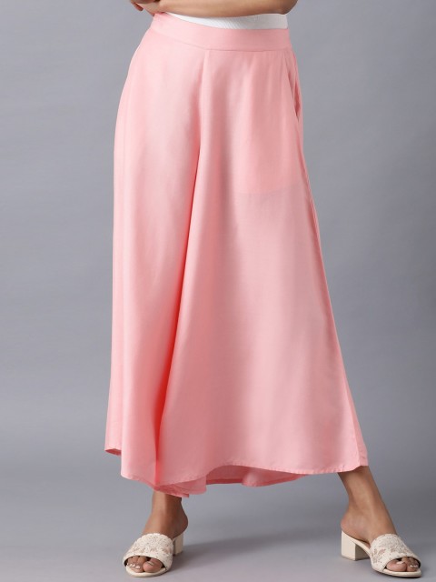 

elleven Women Pink Flared Palazzos