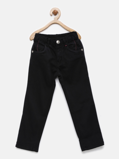 

Palm Tree Girls Black Solid Regular Fit Flat-Front Trousers