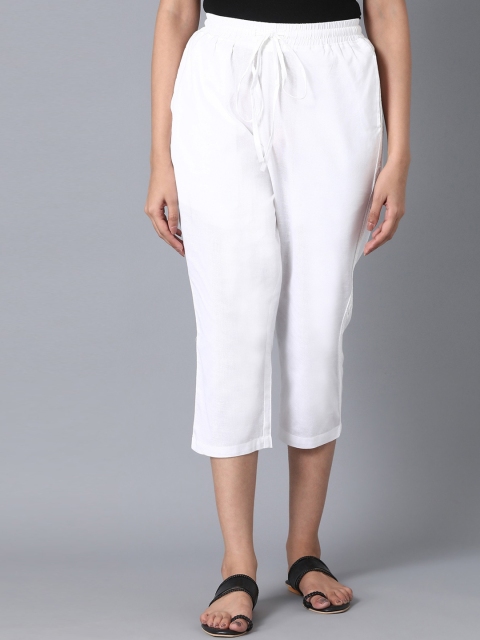 

elleven Women White Solid Culottes Trousers