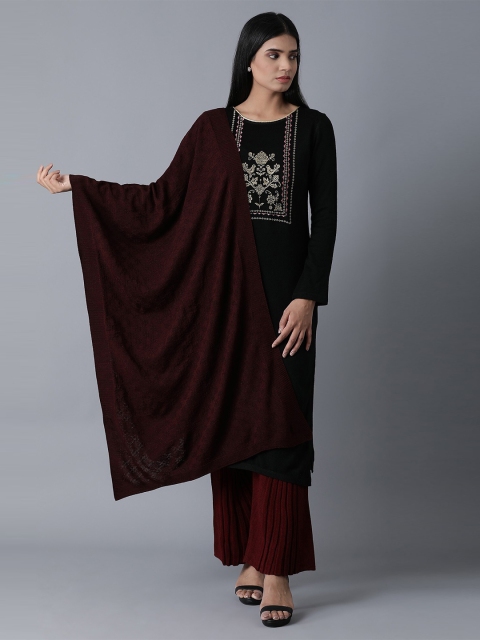

elleven Women Maroon Woven Design Stole