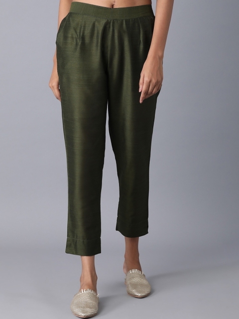 

elleven Women Green Solid Trousers