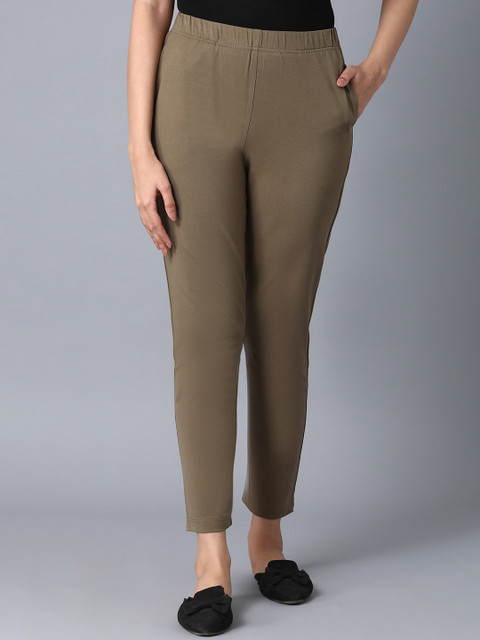 

elleven Women Green Slim Fit Cropped Trousers