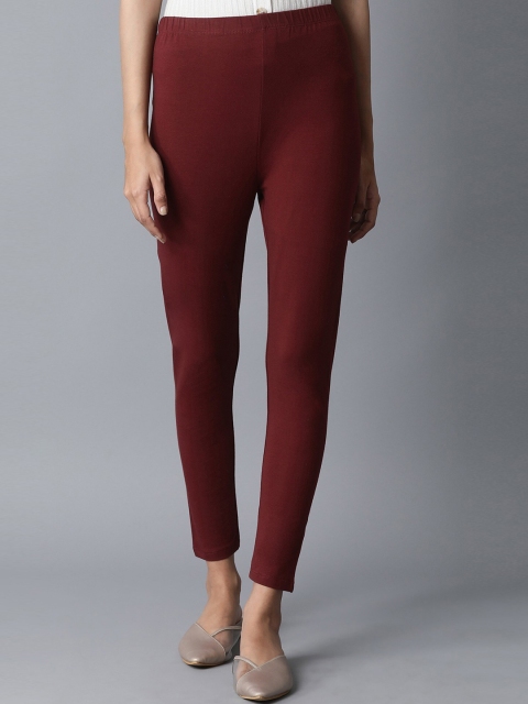 

elleven Women Maroon Solid Ankle Length Leggings