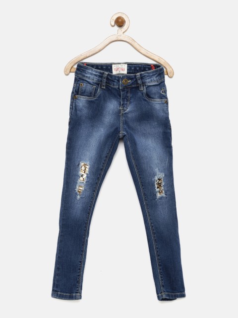

Gini and Jony Girls Blue Regular Fit Mid-Rise Embellished Jeans