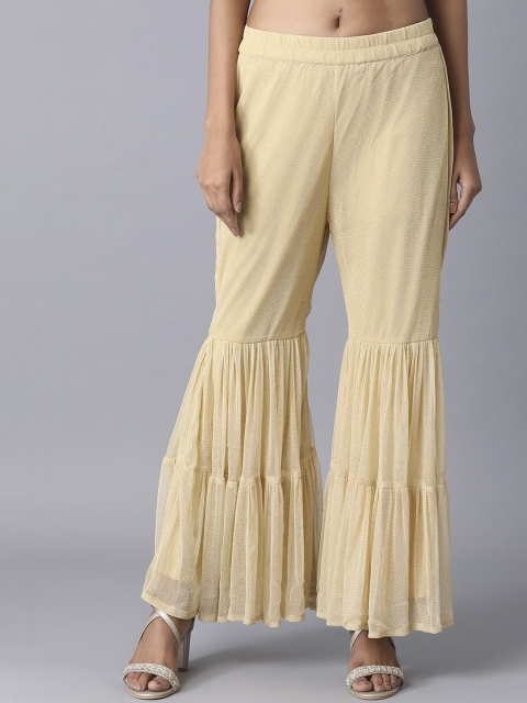

elleven Women Gold-Toned Striped Wide Leg Sharara