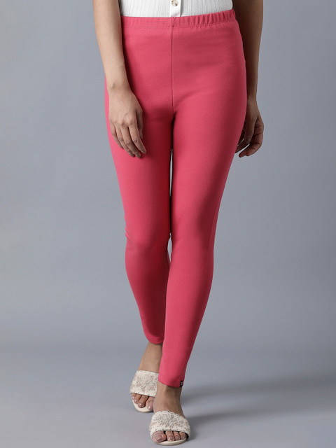 

elleven Women Pink Solid Ankle Length Leggings