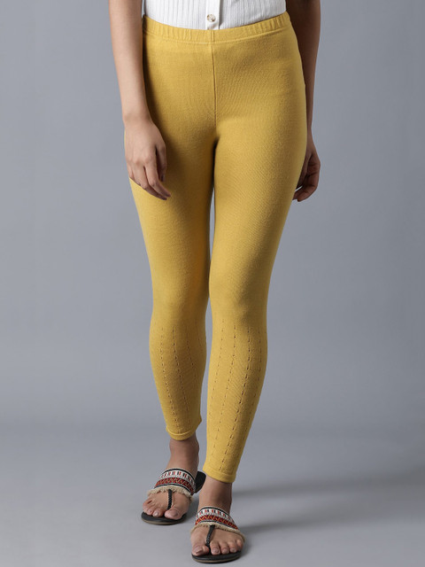 

elleven Women Gold Solid Ankle Length Leggings