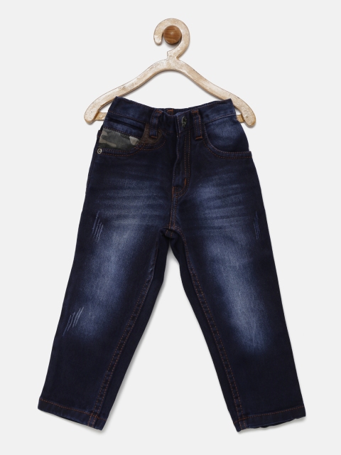 

Gini and Jony Boys Navy Regular Fit Mid Rise Mildly Distressed Jeans, Navy blue