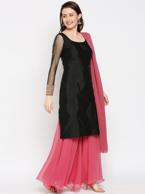 

Ira Soleil Women Black Regular Kurta with Sharara & With Dupatta