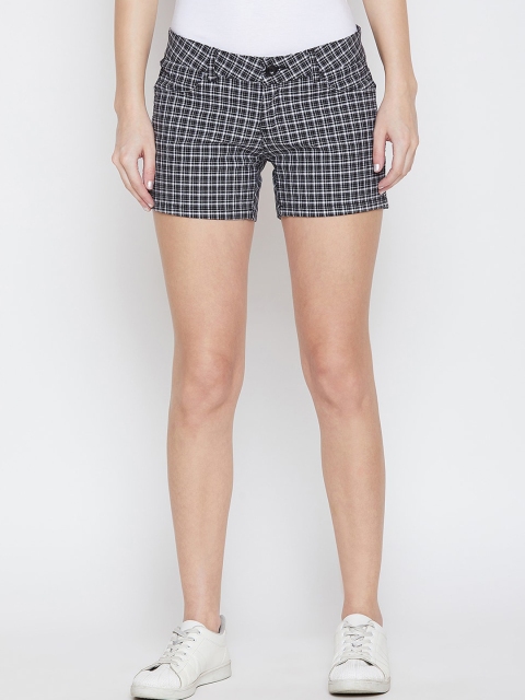 

JUMP USA Women Black Checked Hot Pants Shorts