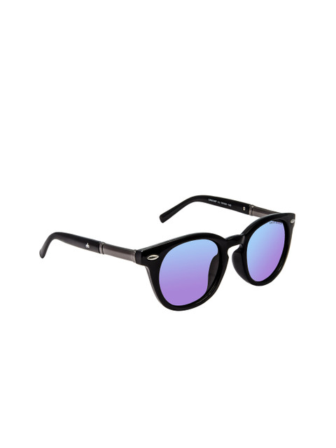 

David Blake Unisex Black & Blue Polarised & UV Protected Round Sunglasses