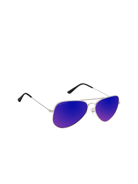 

David Blake Unisex Silver-Toned & Blue UV Protected Aviator Sunglasses W-SGDB1505
