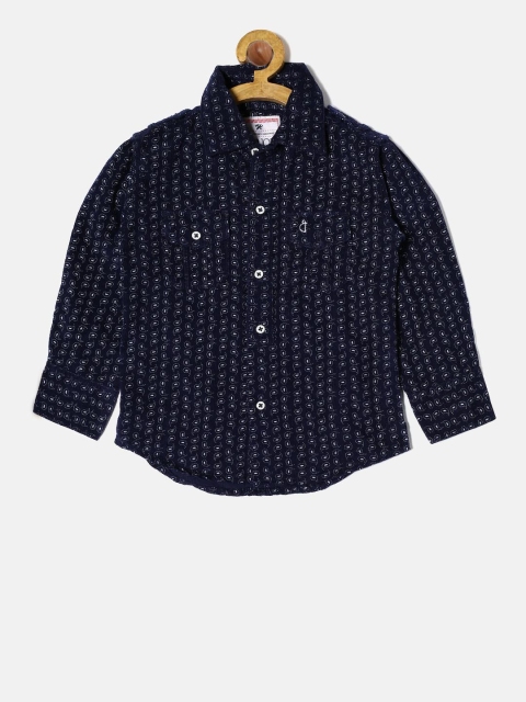 

Gini and Jony Boys Navy Regular Fit Printed Casual Shirt, Navy blue