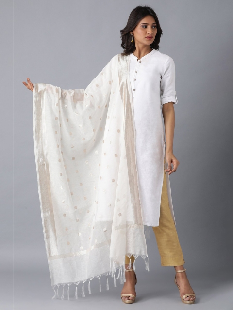 

elleven Women White & Beige Ethnic Motifs Dupatta