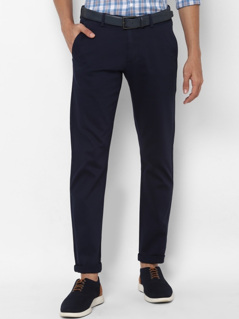 

Allen Solly Men Navy Blue Textured Slim Fit Trousers