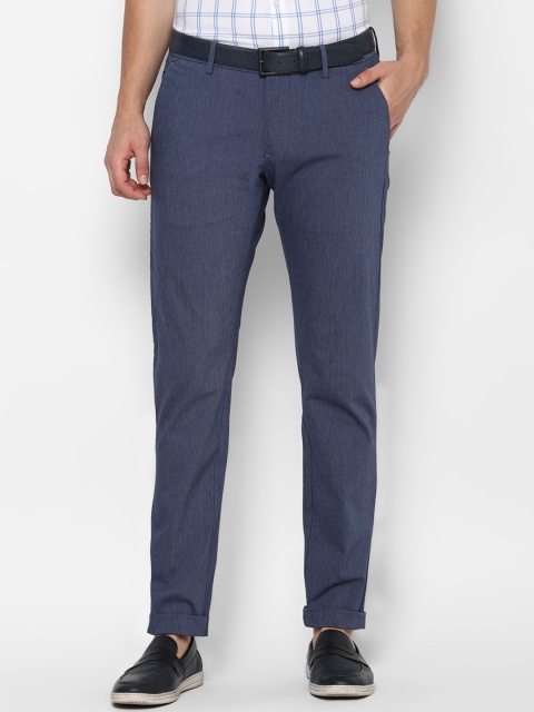 

Allen Solly Men Navy Blue Textured Slim Fit Trousers