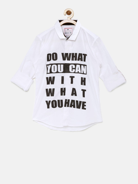 

Gini and Jony Boys White Printed Slim Fit Casual Shirt