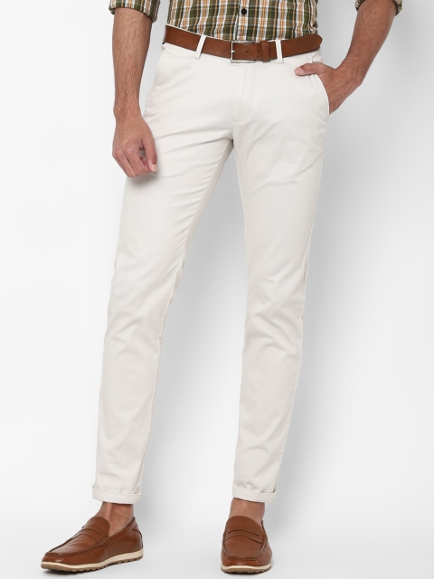 

Allen Solly Men Cream-Coloured Textured Slim Fit Chinos Trousers