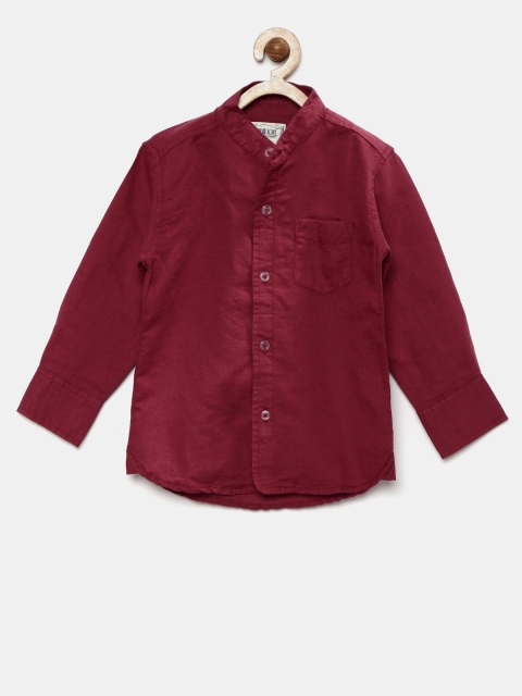 

Gini and Jony Boys Red Regular Fit Solid Casual Shirt