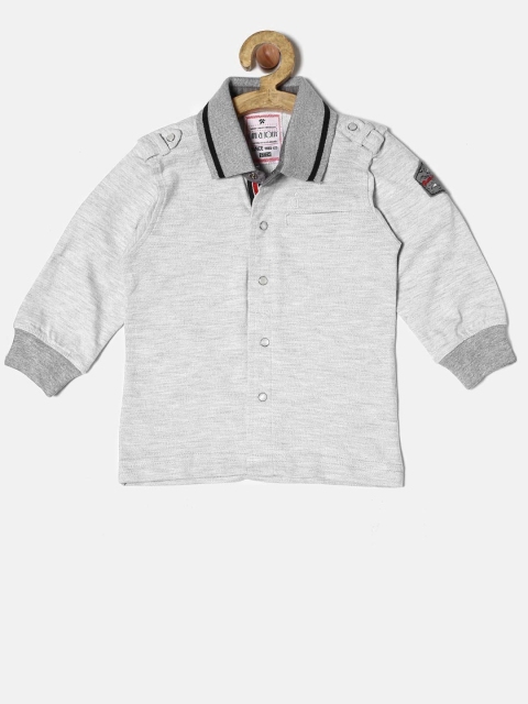 

Gini and Jony Boys Grey Melange Regular Fit Solid Casual Shirt