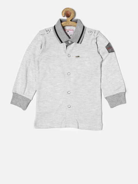 

Gini and Jony Boys Grey Melange Regular Fit Solid Casual Shirt