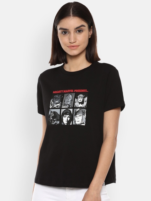 

Van Heusen Woman Women Black & White Printed Cotton T-shirt