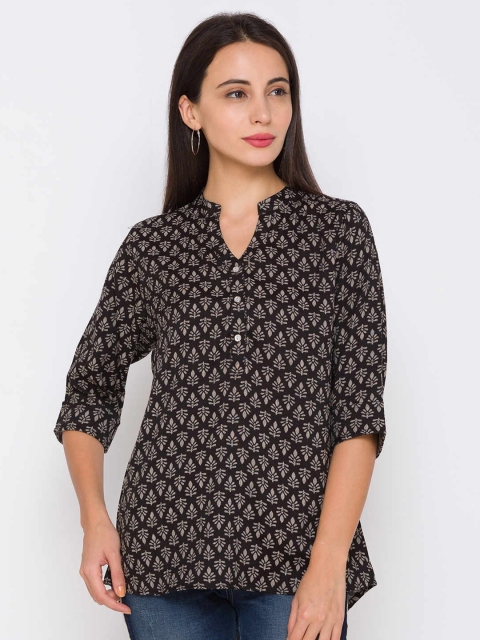 

ZOLA Black & Grey Viscose Rayon Printed Tunic