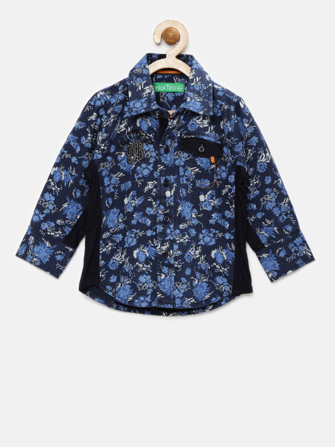 

Palm Tree Boys Blue Regular Fit Floral Print Casual Shirt