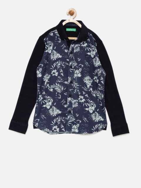 

Palm Tree Boys Navy Regular Fit Floral Print Casual Shirt, Navy blue