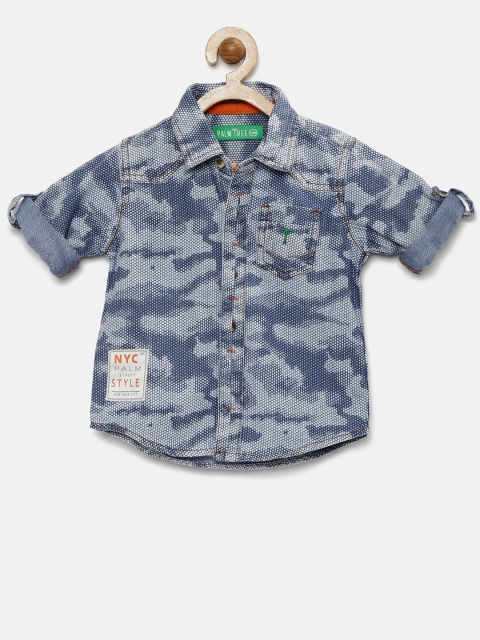 

Palm Tree Boys Blue Printed Casual Shirt