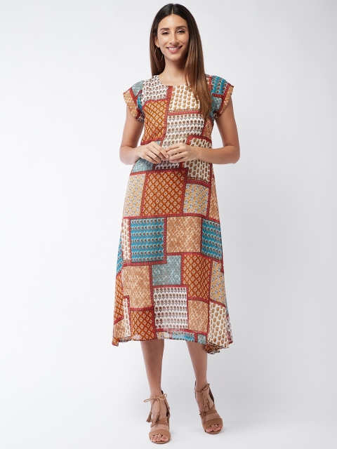 

InWeave Multicoloured Ethnic Motifs Midi Dress, Multi