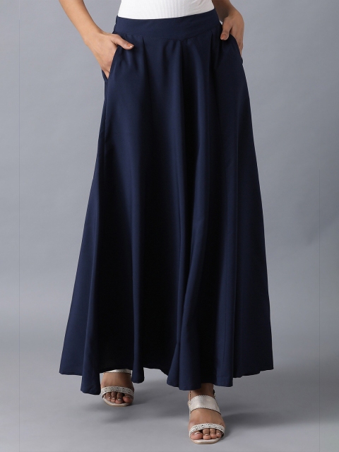 

elleven Women Navy Blue Flared Palazzos