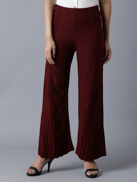 

elleven Women Maroon Solid Wide Leg Palazzos