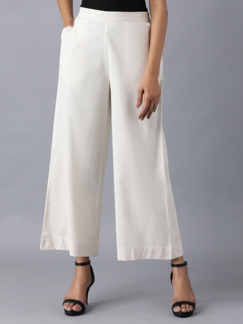 

elleven Women White Solid Palazzos