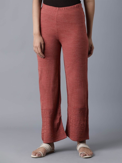 

elleven Women Maroon Solid Acrylic Straight Fit Palazzos