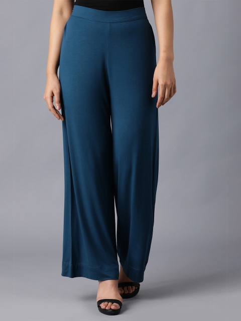 

elleven Women Teal Blue Solid Palazzos