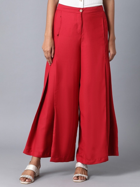 

elleven Women Red Flared Palazzos