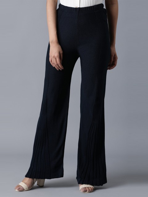 

elleven Women Navy Blue Knitted Acrylic Palazzos
