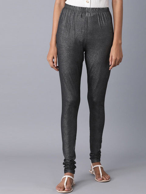 

elleven Women Black Solid Churidar