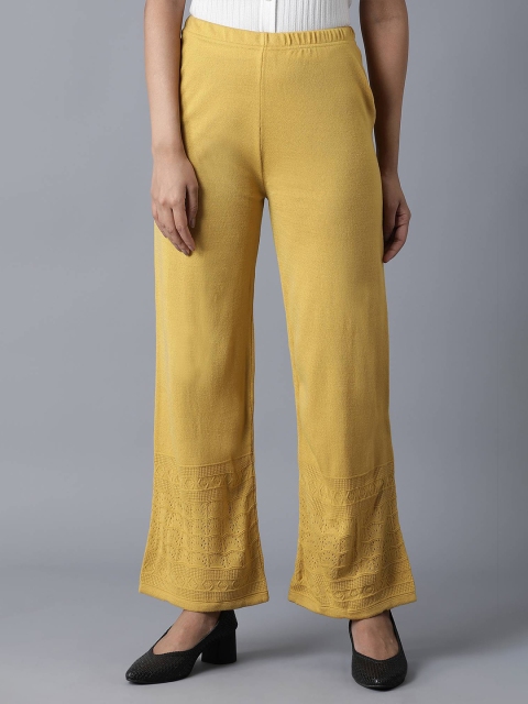 

elleven Women Gold-Toned Knitted Ethnic Palazzos