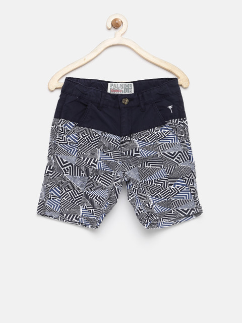 

Palm Tree Boys Navy Printed Shorts, Navy blue
