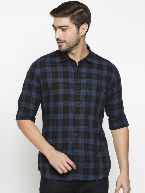 

EVOQ Men Black Buffalo Checks Cotton Opaque Checked Casual Shirt