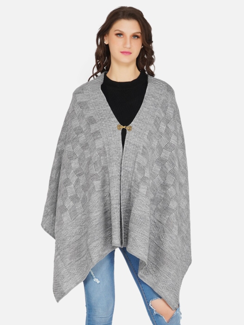 

FABNEST Women Grey Open Knit Fusion Poncho