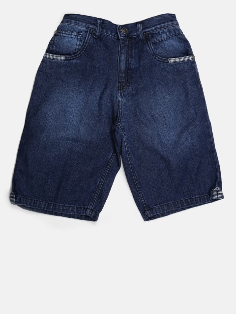 

Palm Tree Boys Blue Solid Regular Fit Denim Shorts