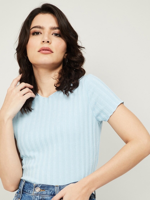 

Fame Forever by Lifestyle Blue Striped Regular Top